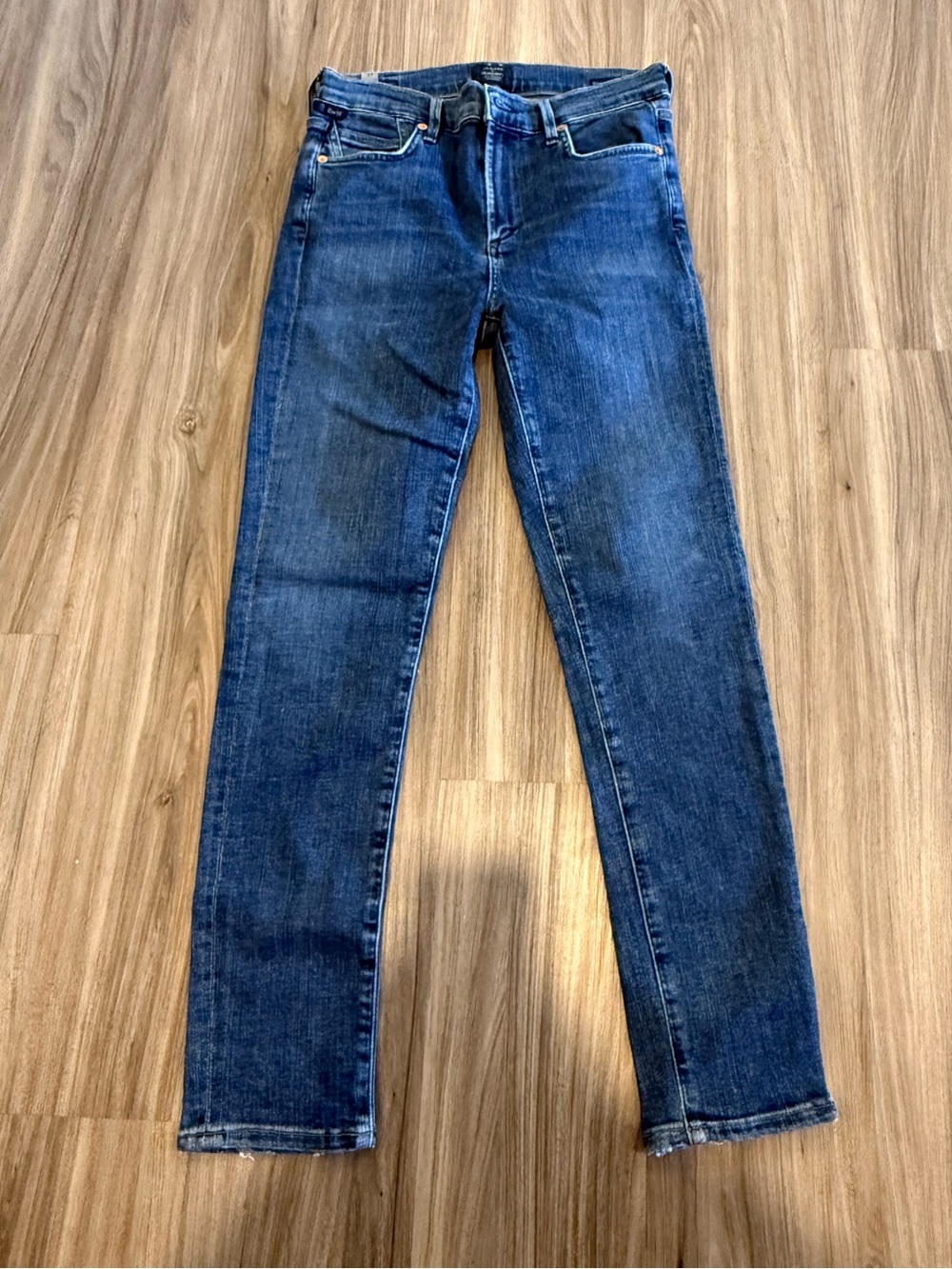 Citizens Of Humanity Dark Blue Rocket Cropped Mid Rise Skinny Jeans